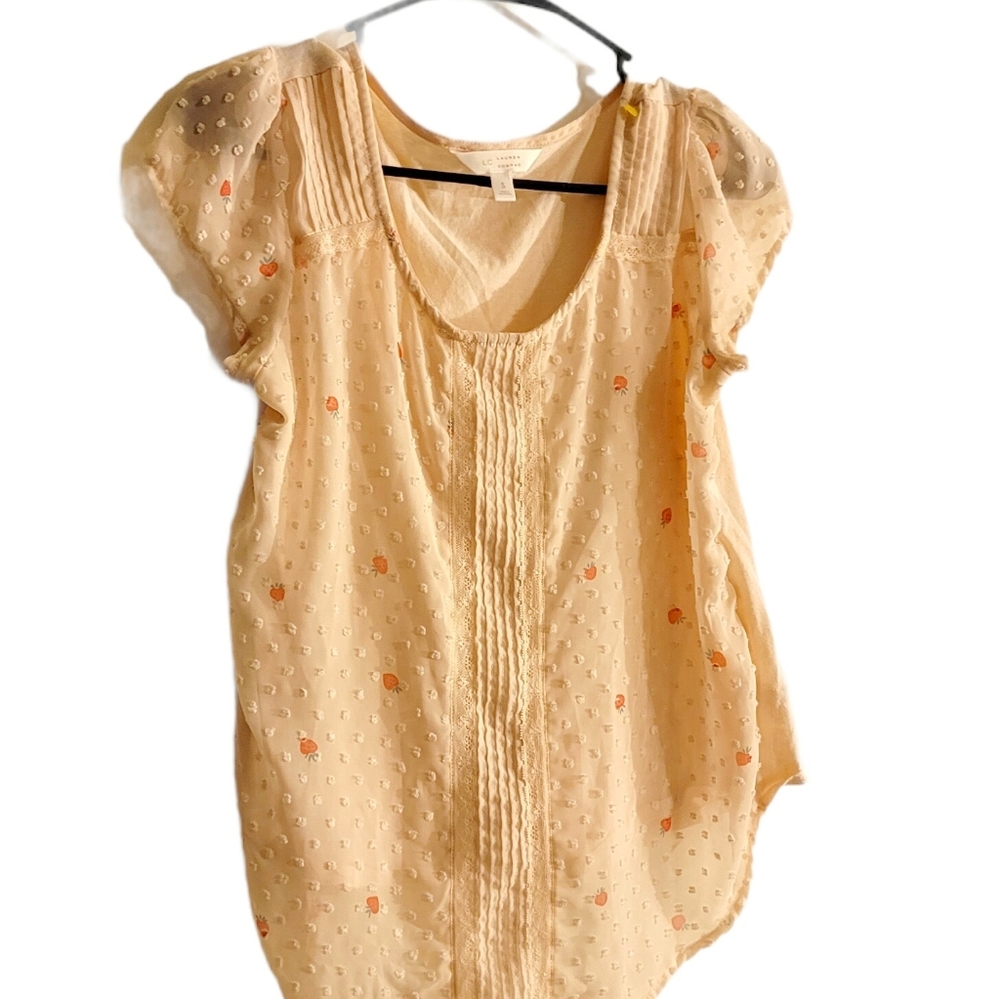 Lauren Conrad Light Pink Sheer Strawberry Blouse
